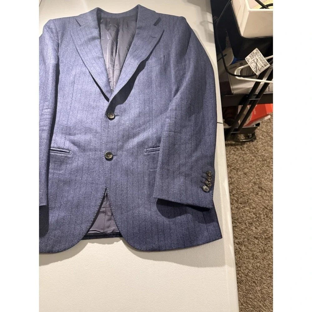 SuiteSupply Blazer Men's 48R‎ Navy Stripe Wool Jacket Coat Vitale Barberis